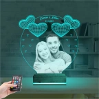 Kalp Sevgiliye Hediye Fotoğraflı 3D Lamba - Masa Gece Lambası