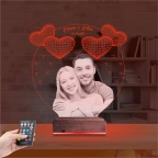 Kalp Sevgiliye Hediye Fotoğraflı 3D Lamba - Masa Gece Lambası