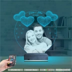 Kalp Sevgiliye Hediye Fotoğraflı 3D Lamba - Masa Gece Lambası