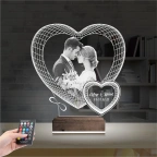 Kalp Sevgiliye Hediye Fotoğraflı 3D Lamba - Masa Gece Lambası