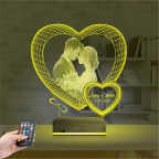 Kalp Sevgiliye Hediye Fotoğraflı 3D Lamba - Masa Gece Lambası