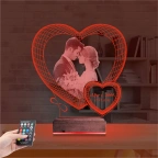 Kalp Sevgiliye Hediye Fotoğraflı 3D Lamba - Masa Gece Lambası