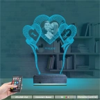 Kalp Sevgiliye Hediye Fotoğraflı 3D Lamba - Masa Gece Lambası