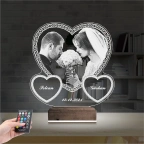 Kalp Sevgiliye Hediye Fotoğraflı 3D Lamba - Masa Gece Lambası