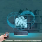Yüzük Alyans Yıl Dönümü Fotoğraflı 3D Lamba - Masa Gece Lambası