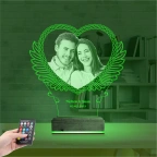 Kalp Melek Sevgiliye Hediye Fotoğraflı 3D Lamba - Masa Gece Lambası