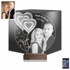 Kalp Sevgiliye Hediye Fotoğraflı 3D Lamba - Masa Gece Lambası