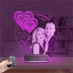 Kalp Sevgiliye Hediye Fotoğraflı 3D Lamba - Masa Gece Lambası