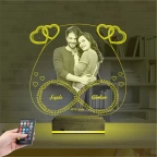 Kalp Sevgiliye Hediye Fotoğraflı 3D Lamba - Masa Gece Lambası