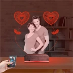 Kalp Melek Sevgiliye Hediye Fotoğraflı 3D Lamba - Masa Gece Lambası