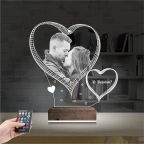 Kalp Sevgiliye Hediye Fotoğraflı 3D Lamba - Masa Gece Lambası