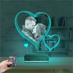 Kalp Sevgiliye Hediye Fotoğraflı 3D Lamba - Masa Gece Lambası