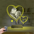 Kalp Sevgiliye Hediye Fotoğraflı 3D Lamba - Masa Gece Lambası
