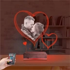 Kalp Sevgiliye Hediye Fotoğraflı 3D Lamba - Masa Gece Lambası