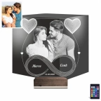 Kalp Sevgiliye Hediye Fotoğraflı 3D Lamba - Masa Gece Lambası
