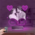 Kalp Sevgiliye Hediye Fotoğraflı 3D Lamba - Masa Gece Lambası