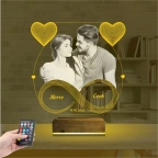Kalp Sevgiliye Hediye Fotoğraflı 3D Lamba - Masa Gece Lambası