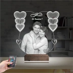 Kalp Sevgiliye Hediye Fotoğraflı 3D Lamba - Masa Gece Lambası