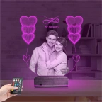 Kalp Sevgiliye Hediye Fotoğraflı 3D Lamba - Masa Gece Lambası