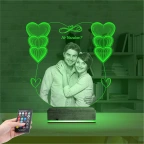 Kalp Sevgiliye Hediye Fotoğraflı 3D Lamba - Masa Gece Lambası