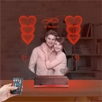 Kalp Sevgiliye Hediye Fotoğraflı 3D Lamba - Masa Gece Lambası