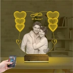 Kalp Sevgiliye Hediye Fotoğraflı 3D Lamba - Masa Gece Lambası