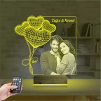 Kalp Sevgiliye Hediye Fotoğraflı 3D Lamba - Masa Gece Lambası