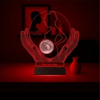 Ultrason Anneye Hediye Fotoğraflı 3D Lamba - Masa Gece Lambası