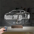 Spor Araba Audi Kişiye Özel 3D Lamba - Masa Gece Lambası