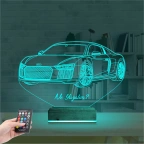 Spor Araba Audi Kişiye Özel 3D Lamba - Masa Gece Lambası