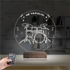 Bateri Baterist Kişiye Özel 3D Lamba - Masa Gece Lambası