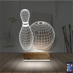 Bowling Topu Kişiye Özel 3D Lamba - Masa Gece Lambası