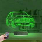 Araba Crysler C300 Kişiye Özel 3D Lamba - Masa Gece Lambası