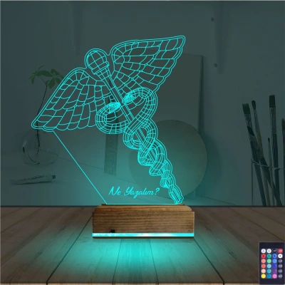 Doktor Tıp Logo Kişiye Özel 3D Lamba - Masa Gece Lambası