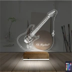 Elektro Gitar Müzik Kişiye Özel 3D Lamba - Masa Gece Lambası