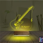 Elektro Gitar Müzik Kişiye Özel 3D Lamba - Masa Gece Lambası