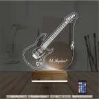 Elektro Gitar Müzik Kişiye Özel 3D Lamba - Masa Gece Lambası