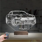 Spor Araba Mustang Kişiye Özel 3D Lamba - Masa Gece Lambası
