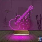 Klasik Gitar Müzik Kişiye Özel 3D Lamba - Masa Gece Lambası