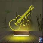 Klasik Gitar Müzik Kişiye Özel 3D Lamba - Masa Gece Lambası