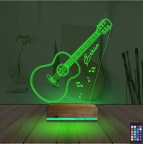 Klasik Gitar Müzik Kişiye Özel 3D Lamba - Masa Gece Lambası