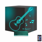 Klasik Gitar Müzik Nota Kişiye Özel 3D Lamba - Masa Gece Lambası