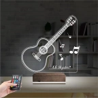 Klasik Gitar Müzik Nota Kişiye Özel 3D Lamba - Masa Gece Lambası