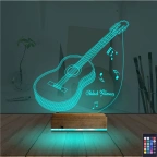Klasik Gitar Müzik Nota Kişiye Özel 3D Lamba - Masa Gece Lambası