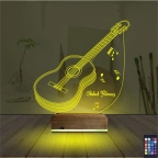 Klasik Gitar Müzik Nota Kişiye Özel 3D Lamba - Masa Gece Lambası