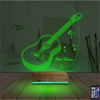 Klasik Gitar Müzik Nota Kişiye Özel 3D Lamba - Masa Gece Lambası