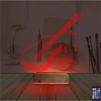 Klasik Gitar Müzik Nota Kişiye Özel 3D Lamba - Masa Gece Lambası