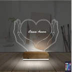 Kalp Sevgiliye Hediye Kişiye Özel 3D Lamba - Masa Gece Lambası