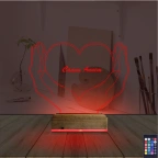 Kalp Sevgiliye Hediye Kişiye Özel 3D Lamba - Masa Gece Lambası