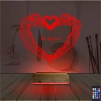 Kalp Sevgiliye Hediye Kişiye Özel 3D Lamba - Masa Gece Lambası